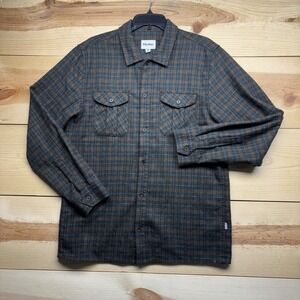 Rhythm Shirt Mens M Brown Plaid Flannel Long Sleeve Button Up Pockets Casual‎